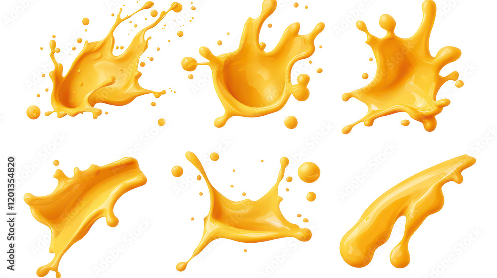 Aufkleber dynamic yellow paint splashes create artistic effects generative ai