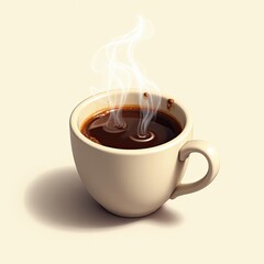 Obraz premium An isometric depiction of a steamed cup of hot coffee 