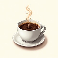Obraz premium An isometric depiction of a steamed cup of hot coffee 