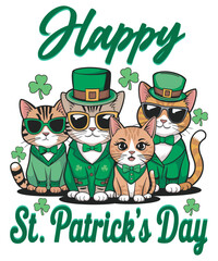 Cat Happy St Patrick's Day T-shirt Design png