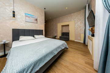 Bedroom Apartment Interior Design: Luxury Hotel Room, Modern Accommodation, Comfortable Stay