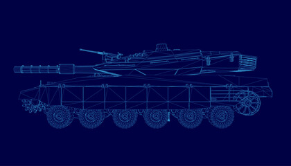 Blue tank with a blue outline. The tank is in the middle of the image
