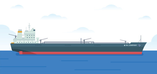 Fototapeta premium Oil Tanker Ship Vector Illustration. Fully Editable Element. Easy to Edit and Customize 