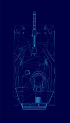 Blue tank with a blue outline. The tank is a military vehicle and is designed to be used in combat