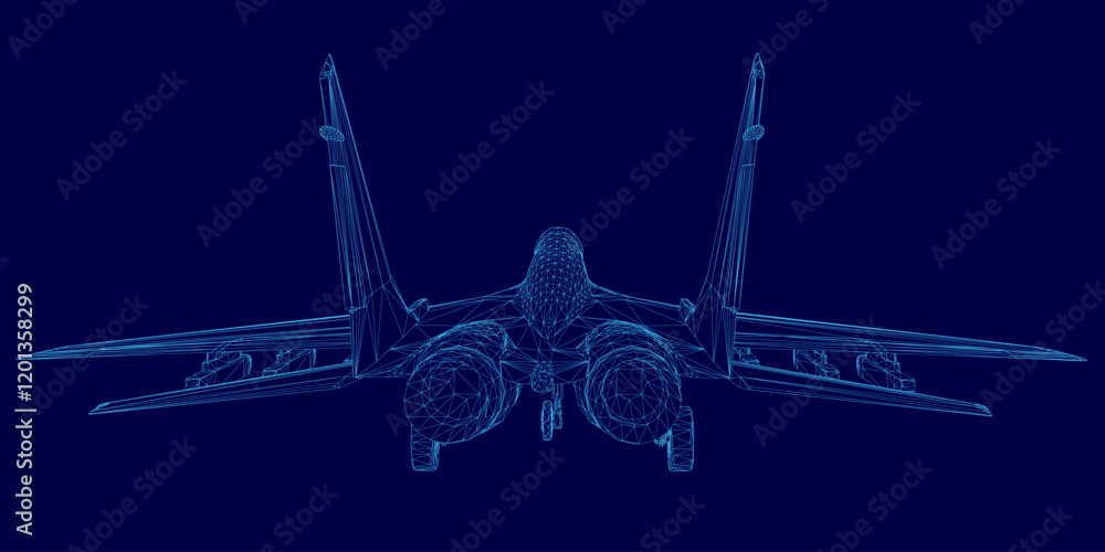 Poster blue airplane with a blue background. the airplane is in the middle of the image. the image is a com