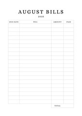 January to December Bills Planner Template  Elegant Minimalist Finance Planner