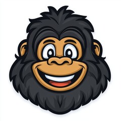 Obraz premium Happy Cartoon Chimpanzee Face Smiling Widely