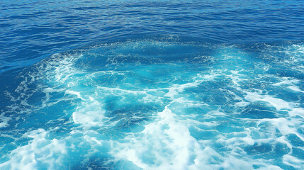 Fototapeta premium Pure blue turquoise water texture of the ocean sea with foam from and waves
