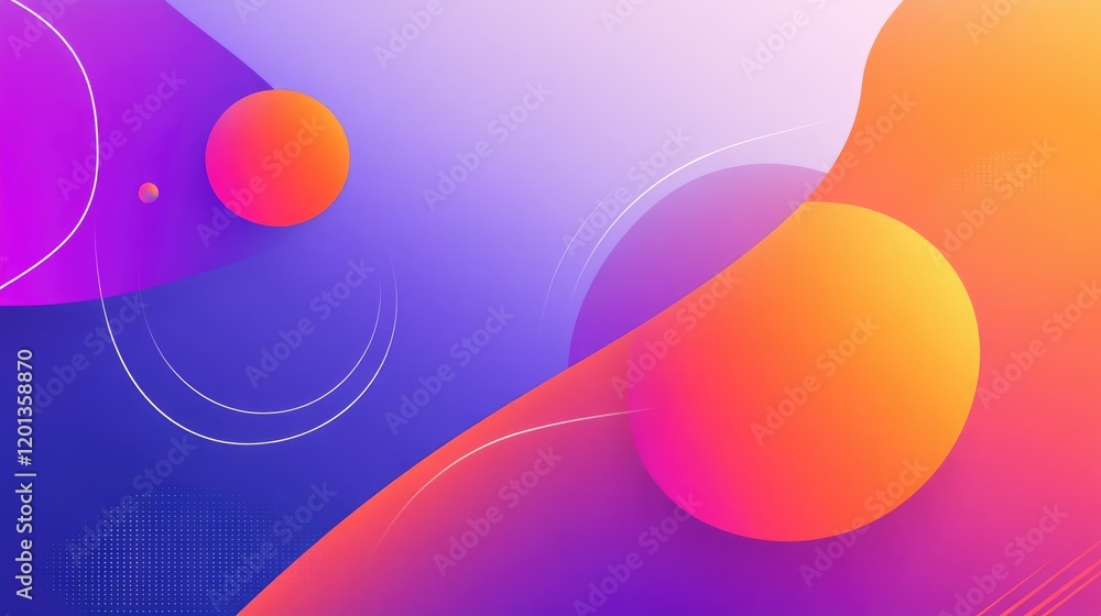 Aufkleber bright, gradient circles and lines arranged in a spiral pattern on a clean background, representing 