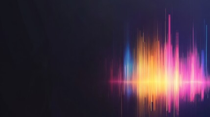 Vibrant Sound Wave Visual Representation with Colorful Light Effects and Dark Background for Creative and Artistic Projects