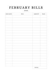 January to December Bills Planner Template  Elegant Minimalist Finance Planner