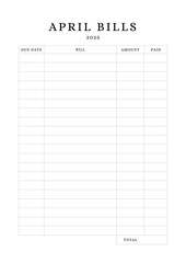 January to December Bills Planner Template  Elegant Minimalist Finance Planner