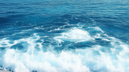 Fototapeta premium Pure blue turquoise water texture of the ocean sea with foam from and waves