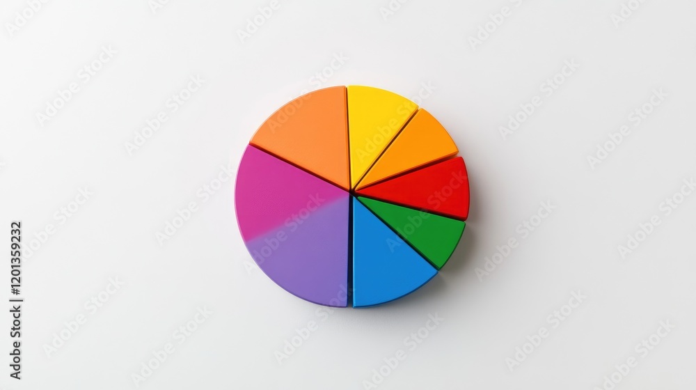 Poster circular pie chart in vibrant colors on a clean, white background, with individual segments highligh