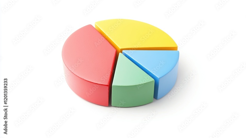 Poster circular pie chart in vibrant colors on a clean, white background, with individual segments highligh