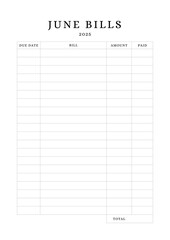 January to December Bills Planner Template  Elegant Minimalist Finance Planner