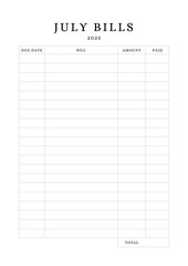 January to December Bills Planner Template  Elegant Minimalist Finance Planner