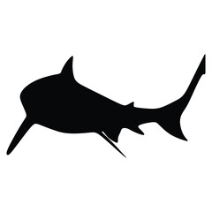 Bull shark silhouette isolated on white background. Bull shark icon vector illustration design