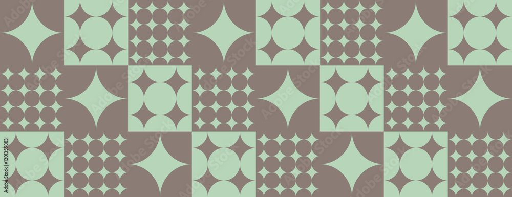 Poster geometric background with mint green and brown colors. mint green shapes on a brown background creat