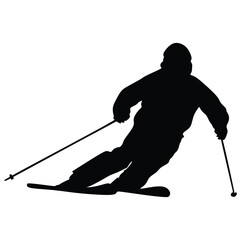 Silhouette of a skier in winter. Ski silhouette isolated vector design