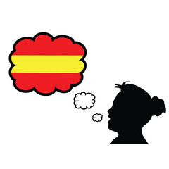 Сoncept of learning Spanish language.  Speaking different languages education concept vector illustration