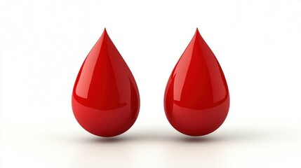 Fototapeta premium Red Blood Drops Isolated Against a White Background Generative AI