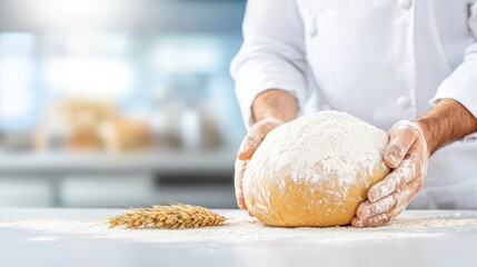 Baking fresh bread dough professional kitchen culinary art clean space close-up passion for cooking