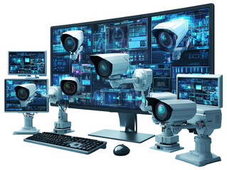 Advanced Monitoring System with Multiple Control Screens and Cameras