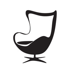 Modern Home armchair black vector icon. black Vector illustration
