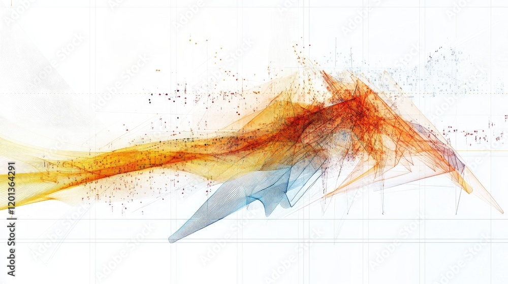 Aufkleber dynamic chart with multiple line graphs intersecting, using bright colors against a minimalist grid 