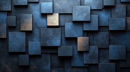 blue Background with Intersecting Rectangles and Squares, Banner Template with White Space for Text. Minimalist Geometric Wallpaper with Copy Space on blue Background. Modern Wallpaper.