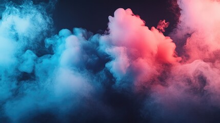 Elegant wisps of smoke in gradient tones of blue and pink, drifting gently on a black background for a mesmerizing effect