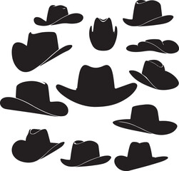 Silhouettes of cowboy hat Vector illustration