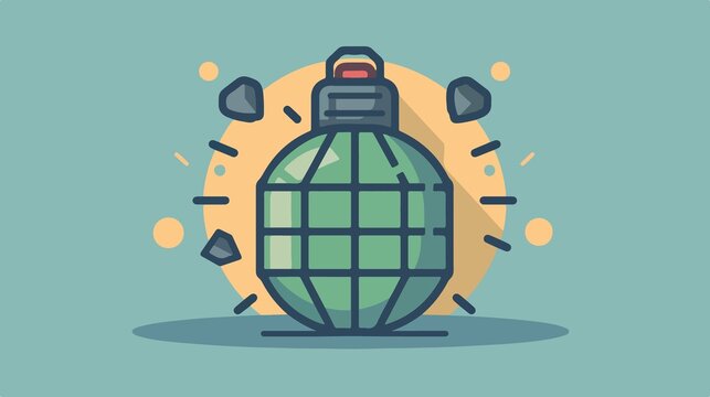 green grenade exploding, flat design clip art preview
