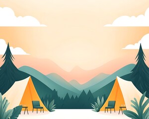 A beautifully decorated outdoor party tent featuring cozy seating and warm ambient lighting, perfect for summer celebrations. A serene landscape adds charm.
