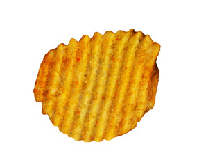 spicy potato chips isolated on white