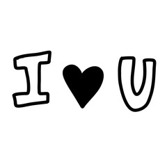 cute I love you hand written drawn text word doodle illustration svg transparent clipart cutout simple cut
