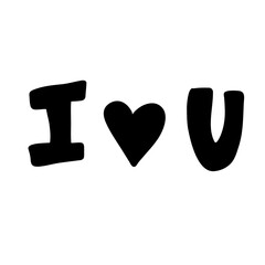 cute I love you hand written drawn text word doodle illustration svg transparent clipart cutout simple cut