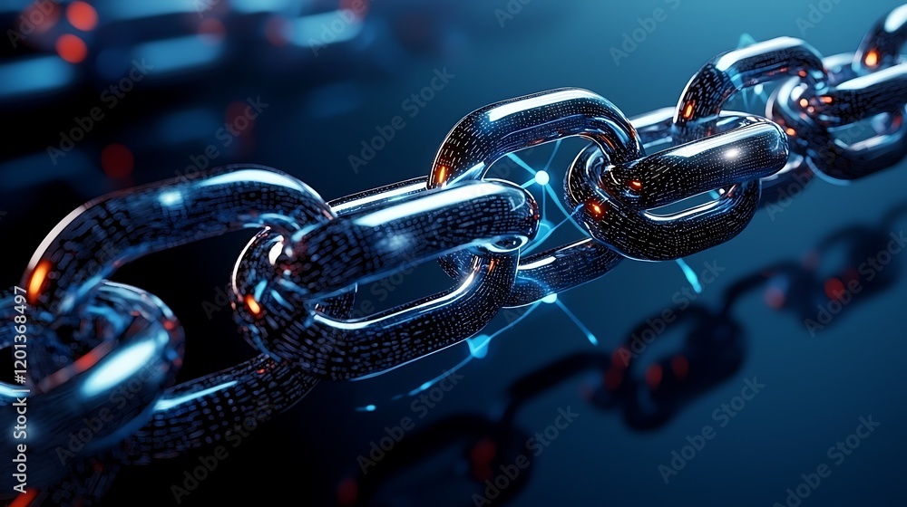 Poster digital chain link security network, data protection