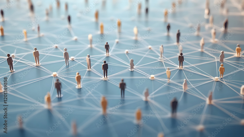 Aufkleber background with a network of connected dots and lines, a social media concept for community building