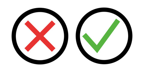 tick and cross icon with circle outline
