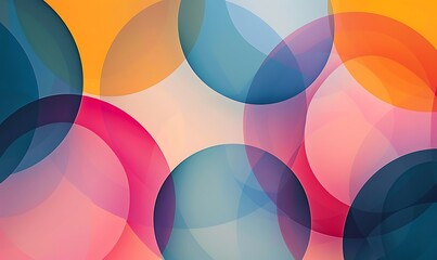 Overlapping circular shapes create a dynamic, layered abstract composition