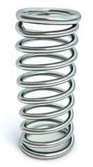 Shiny metal coil spring on a white background