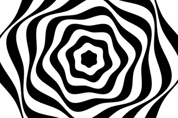 Black and White Abstract Op Art with Wavy Concentric Lines
