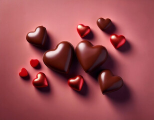 Fototapeta premium generate image photo hearts and valentine chocolates with plain background clean surface, valentine's day