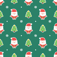 Santa and Christmas tree seamless pattern design for background, wallpaper, textile design, fabric, card , wrapping paper , notebook, diary cover, blanket, blanket for kids, decorative and etc.
