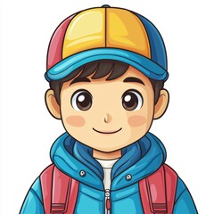 Happy Boy Wearing A Colorful Hat And Jacket