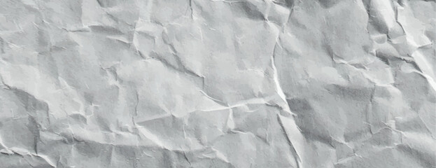 Crumpled paper background with a white background. The texture is wrinkled, adding a rustic feel. White color dominates the background. Paper texture background vector. Beige background.