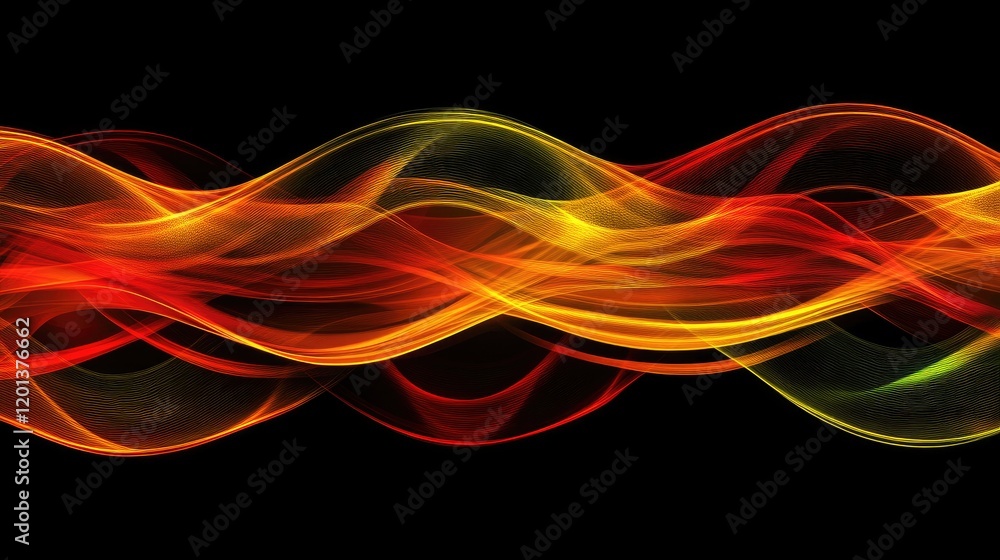 Poster vibrant, wavy lines forming an abstract background pattern with a gradient effect, representing moti
