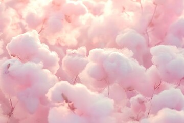 Fototapeta premium Colorful pink fluffy cotton candy background, soft color sweet candyfloss, lovely valentine concept, abstract blurred dessert texture